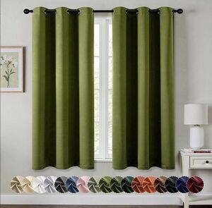 MIULEE Blackout Curtains 2 Panels 40x63 Light Olive Green Grommet
